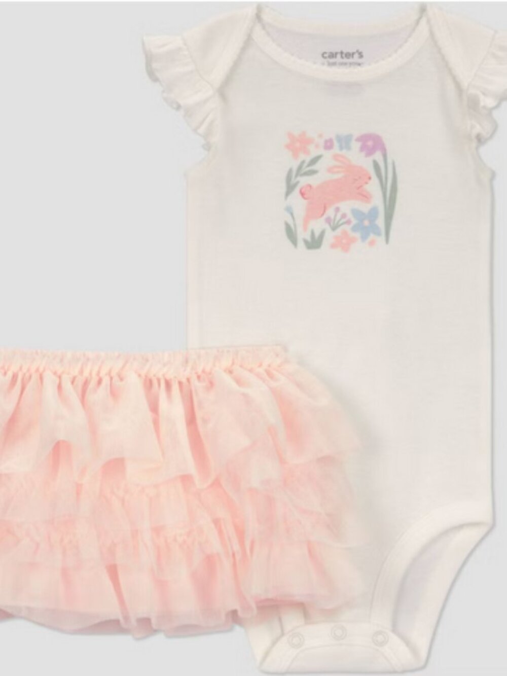 Carter's JOY Baby Girls' 2pc Easter Bunny Skirt Set White/Pink 3M NWT